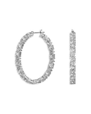 Swarovski - Millenia Triangle Cut Hoop Earrings in Rhodium Plated