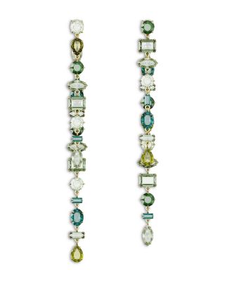 Gema Multicolor Mixed Cut Linear Front to Back Earrings in Gold Tone
