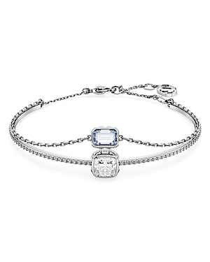 Shop Swarovski Stilla Mixed Double Row Bracelet In Blue/silver
