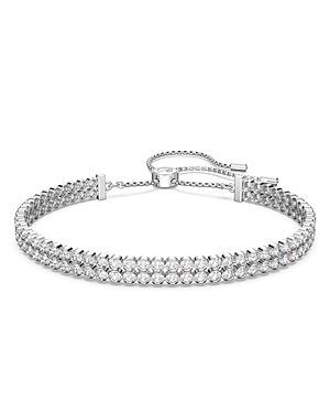 Swarovski Subtle Double Row Slider Bracelet In Rhodium Plated In Silver