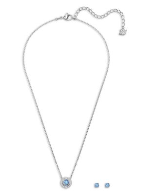 Una Pav&eacute; Pendant Necklace & Stud Earrings Set