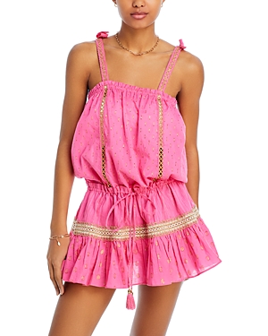 Ramy Brook Averie Metallic Mini Dress Swim Cover-up In Perfect Pink Cotton Lurex Mix