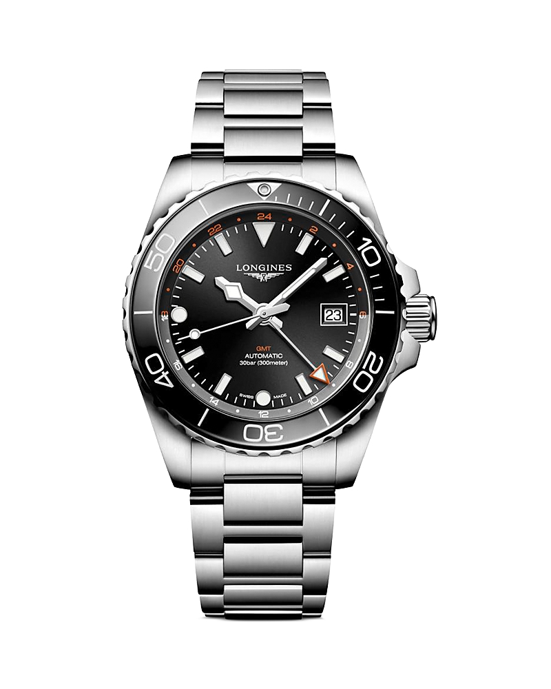 Longines Men's Swiss Automatic Hydroconquest Stainless Steel Steel Bracelet Watch 41mm In Black/silver