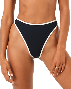 Shop L*space Nora High Leg Bikini Bottom In Black/cream