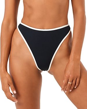 L*space Lspace Kourt High Waist Bikini Bottoms In Black/cream