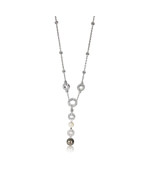 Himalia Pearl Diamond Necklace in 18K White Gold