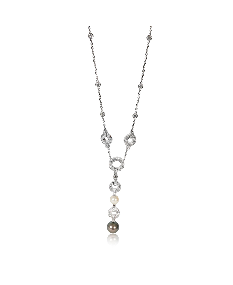 Pre-owned Pre-owned Cartier Cartier Himalia Pearl Diamond Necklace In 18k White Gold