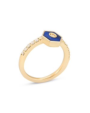 18K Yellow Gold Baia Lapis Lazuli & Diamond Hexagon Ring