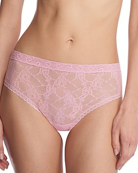 Natori Bliss Girl Comfortable Brief Panty Underwear With Lace Trim In  Damask Pink