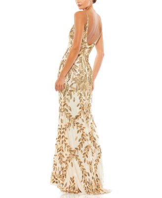 Embellished Leaf Evening Gown