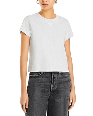 Alexander Wang T Alexanderwang.t Essential Shrunk Logo Tee In Light Heather Grey