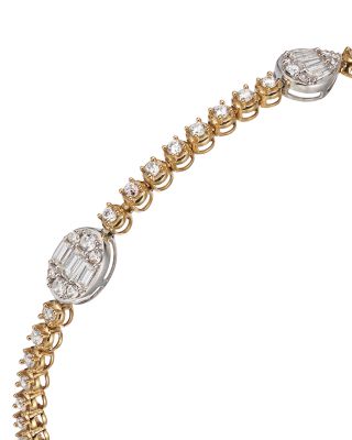 Diamond Station Tennis Bracelet in 14K Yellow Gold, 1.50 tcw