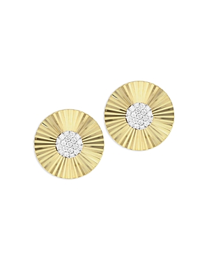 14K Yellow Gold & Rhodium Diamond Pave Aura Large Stud Earrings