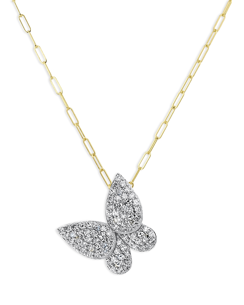 Phillips House Rhodium & 14K Yellow Gold Diamond Medium Butterfly Necklace, 16