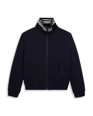 The Kooples Zip Front Striped Collar Jacket