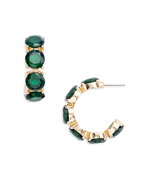 Aqua Stone Hoop Earrings In 16k Yellow Gold Plated - 100% Exclusive In Emerald/gold