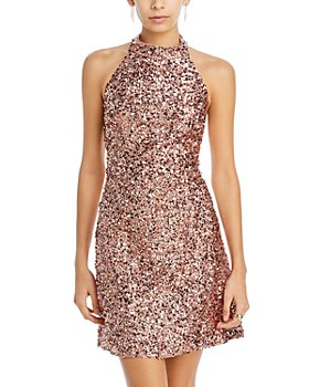 LUCY IN THE SKY LOS ANGELES SEQUIN CROPPED HALTER EMBELLISHED