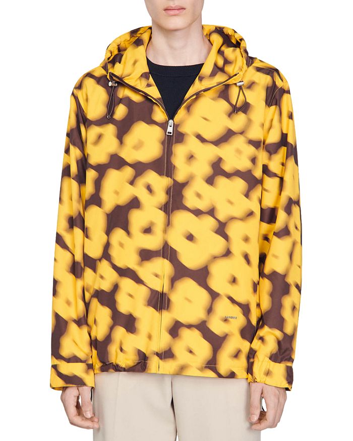 Zip Front Printed Hooded Technical Jacket