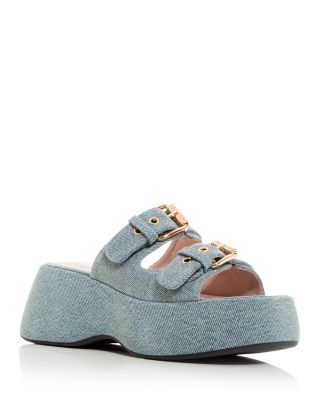 Moschino - Women's Denim Platform Slide Sandals