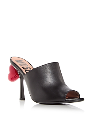 Moschino Women's Sweetheart High Heel Slide Sandals In Black