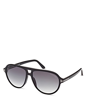 Shop Tom Ford Jeffrey Pilot Sunglasses, 59mm In Black/smoke Gradient