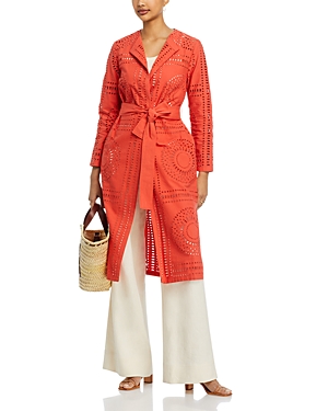 Misook Eyelet Embroidery Topper Jacket In Spice