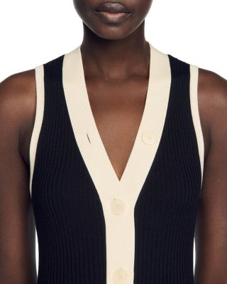 Sandro Gabriella Two Tone Rib Knit Maxi Dress | Bloomingdale's Women
