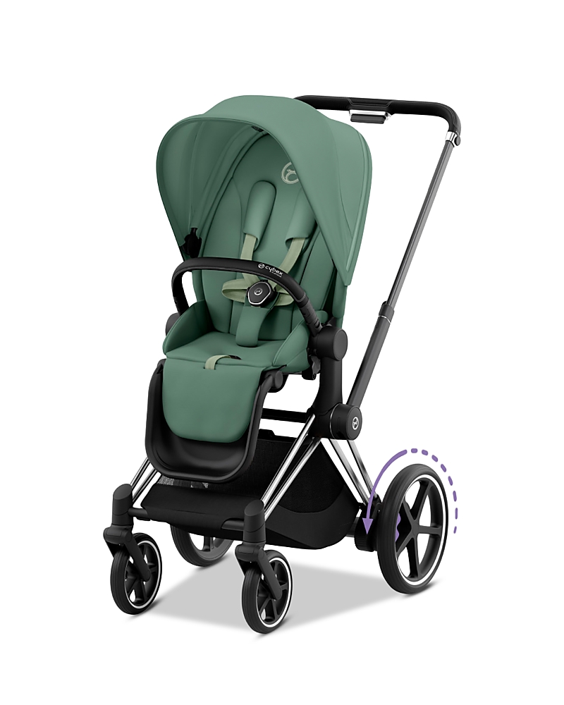 Cybex E-priam 2 Smart Stroller In Chrome/black In Chrome/black/leaf Green