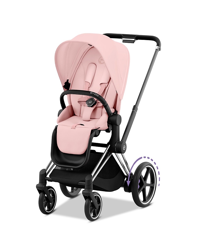 Cybex E-priam 2 Smart Stroller In Chrome/black In Chrome/black/peach Pink