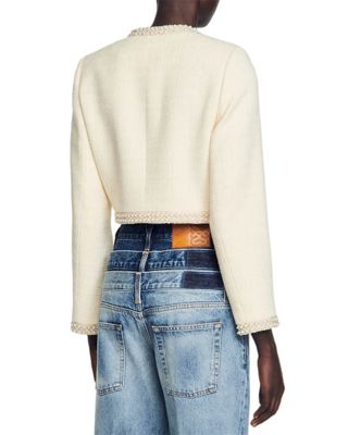 【SANDRO】 Bead Trim Cropped Tweed Jacket Sandro Bead Trim Cropped Tweed Jacket | Bloomingdale's