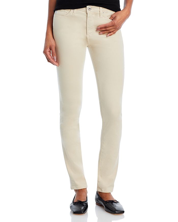 AG Prima Mid Rise Sateen Cigarette Jeans in Cream Froth | Bloomingdale's