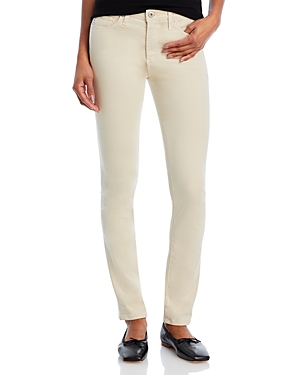 Ag Prima Mid Rise Sateen Cigarette Jeans in Cream Froth