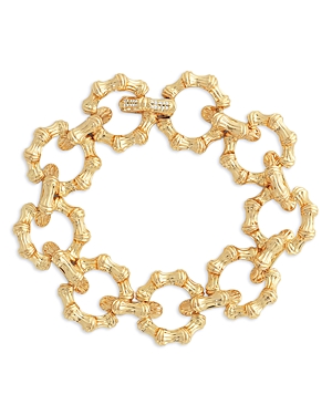 Shop Anabel Aram Sculpted Bamboo Chain Bracelet In 18k Gold Plated