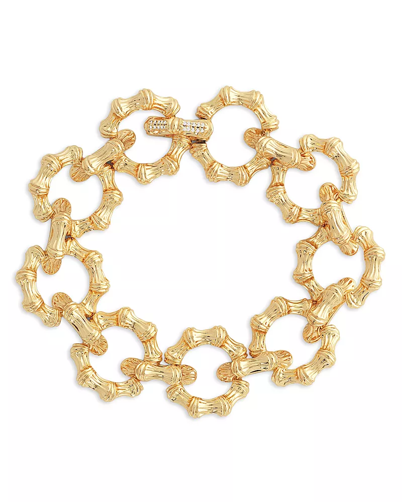 Anabel Aram Sculpted Bamboo Chain Bracelet in 18K Gold Plated