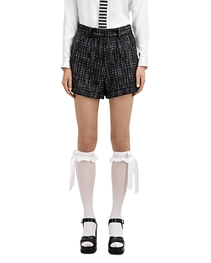 The Kooples Tweed Shorts In Black/ White