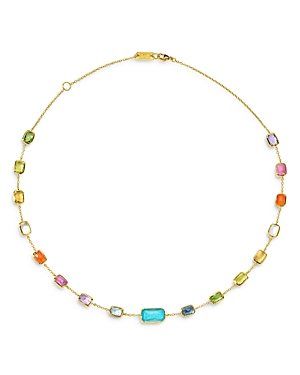 Shop Ippolita 18k Yellow Gold Rock Candy Multi Gemstone Summer Rainbow Link Collar Necklace, 20