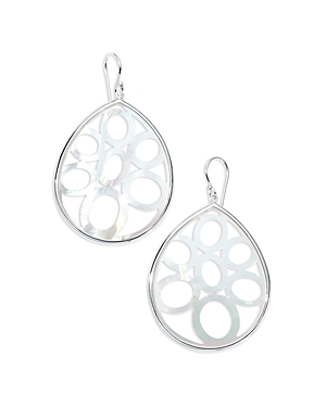 Ippolita Sterling Silver 925 Polished Rock Candy Mother of Pearl Mosaic Cut Out Drop Earrings