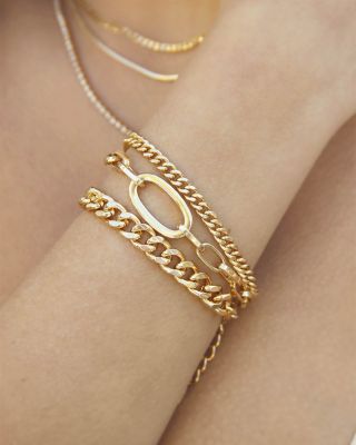 Chain Game Link Bracelets in 18K Gold Plated, Set of 3