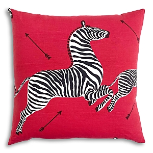 Scalamandre Zebra's Decorative Pillow, 22 X 22 In Masai Red
