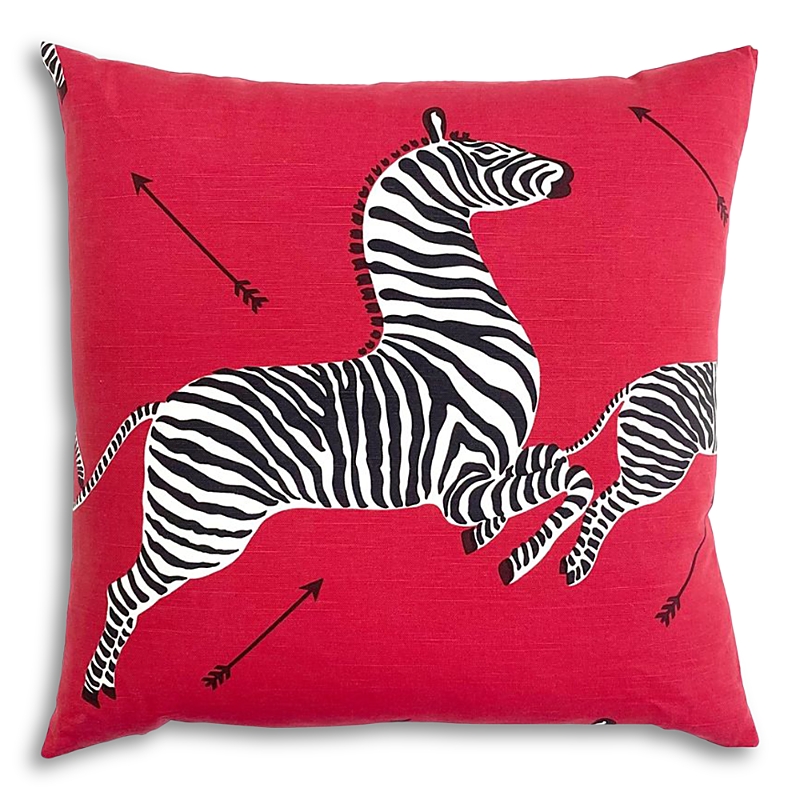 Scalamandre Zebra's Decorative Pillow, 22 X 22 In Masai Red
