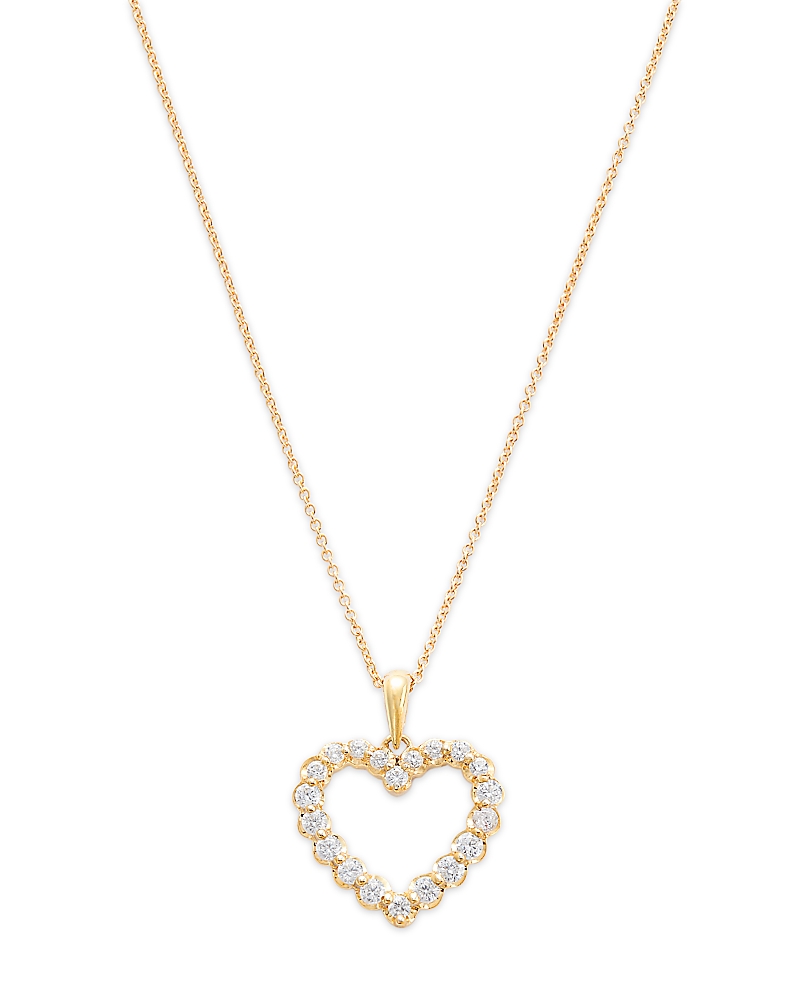 Bloomingdale's Diamond Classic Heart Pendant Necklace In 14k Yellow Gold, 0.25 Ct. T. W. In Gold