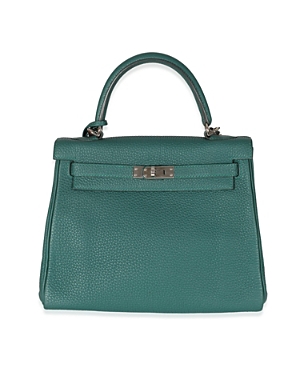 Pre-owned Hermes  Hermes Kelly 25 Leather Handbag In Green