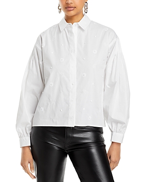 Karl Lagerfeld Monogram Embroidered Shirt In White