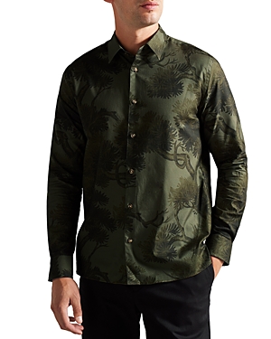 TED BAKER PRINTED LONG SLEEVE BUTTON FRONT SHIRT