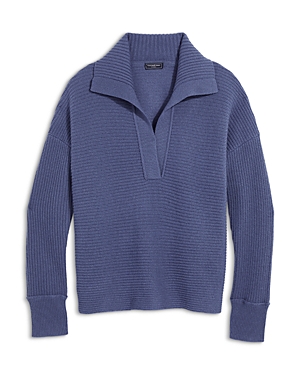 Shop Vineyard Vines Cashmere Ribbed Polo Sweater In Blue Moon
