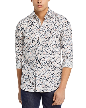Paul Smith Floral Slim Fit Button Down Shirt In White