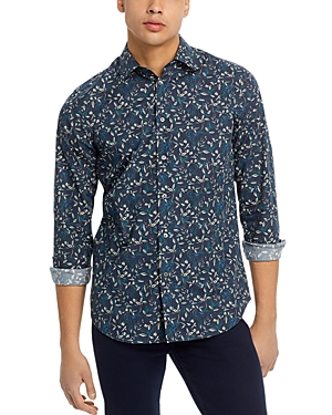 Paul Smith Floral Slim Fit Button Down Shirt In Blue