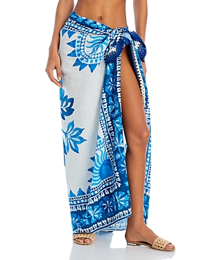 Shop Farm Rio Flora Tapestry Sarong Swim Cover-up In Flora Tapestry Off-white
