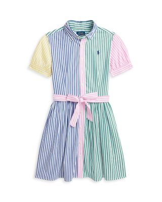 Ralph Lauren Girls' Belted Multi Stripe Cotton Shirt Dress - Little Kid,  Big Kid | Bloomingdale's