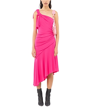 Shop Pinko Sagrantino Abito Asymmetric Dress In Beetroot